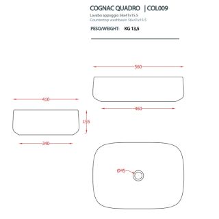 Раковина ArtCeram Cognac COL009 43 00 verde foresta 56 см